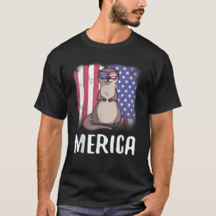 Merica Sea Otter USA Flag 4. Juli Cut T-Shirt
