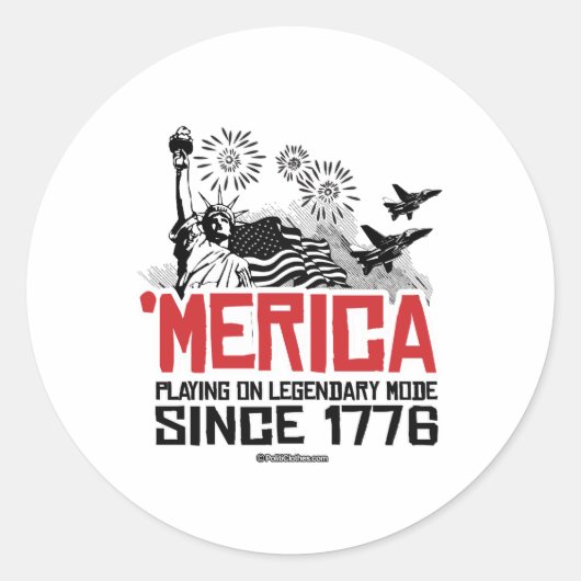 "Merica - seit 1776 im Legendären Modus spielen Runder Aufkleber (Vorderseite)