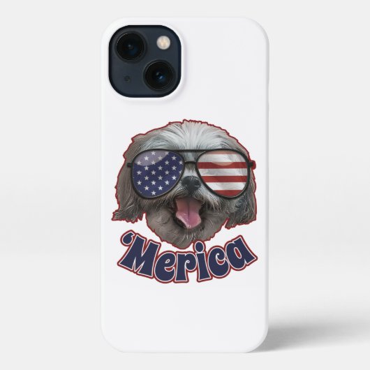 Merica Shih Tzu America Flag USA Dog Lover iPhone Hülle (Rückseite)