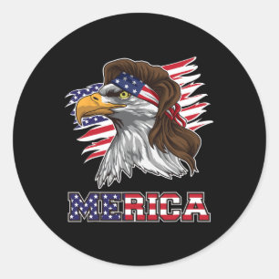 Merica Shirt American Bylle Eagle Mullet Stars und Runder Aufkleber