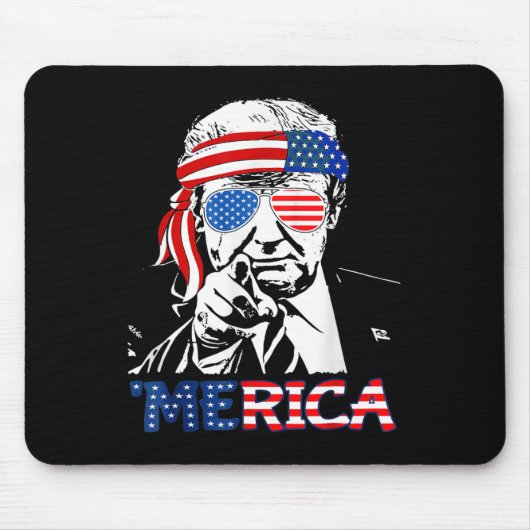 Merica Shirt glücklich 4. Juli Amerika Trump Ameri Mousepad (Vorne)