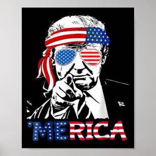 Merica Shirt glücklich 4. Juli Merica Trump Poster