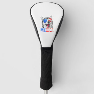 Merica Siberian Husky Hund American Flag 4. Jul Golf Headcover