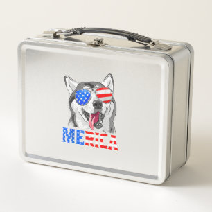 Merica Siberian Husky Hund American Flag 4. Jul Metall Brotdose