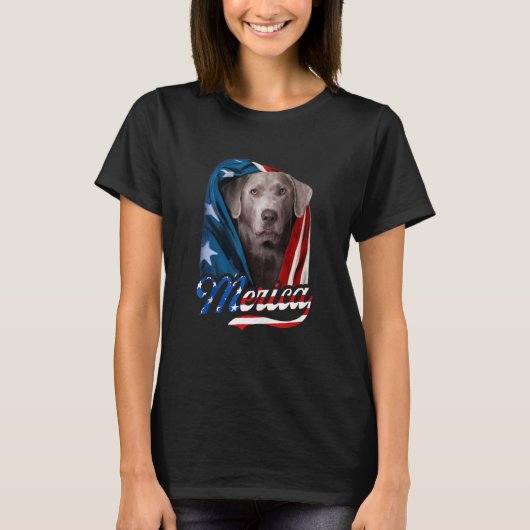 Merica SILVER Labrador Dog 4th Of July USA Flag Pa T-Shirt (Vorderseite)