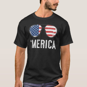 Merica Sonnenbrille 4. Juli Kinder Jungen Mädchen T-Shirt