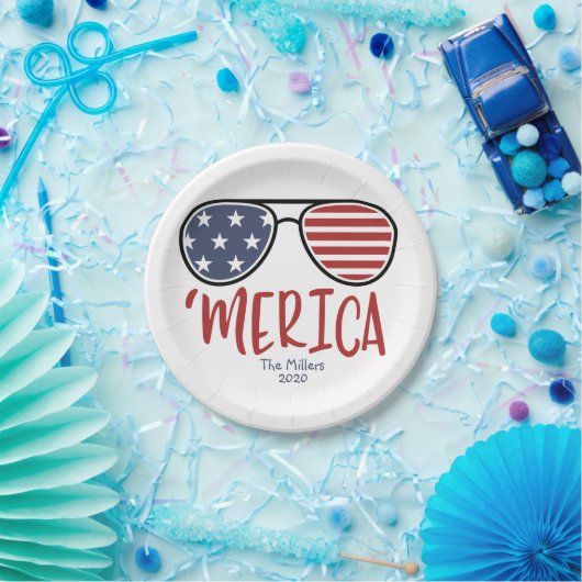 Merica Sonnenbrille 4. Juli Papierplatte Pappteller (Party)