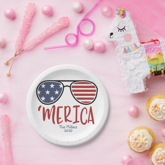 Merica Sonnenbrille 4. Juli Papierplatte Pappteller (Party)
