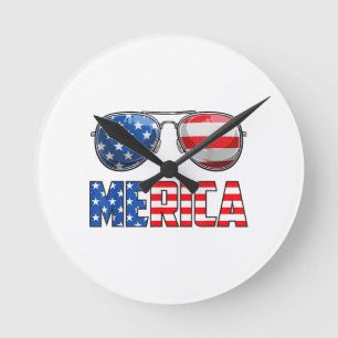 Merica Sonnenbrillen 4. Juli für Männer Frauen Kin Runde Wanduhr