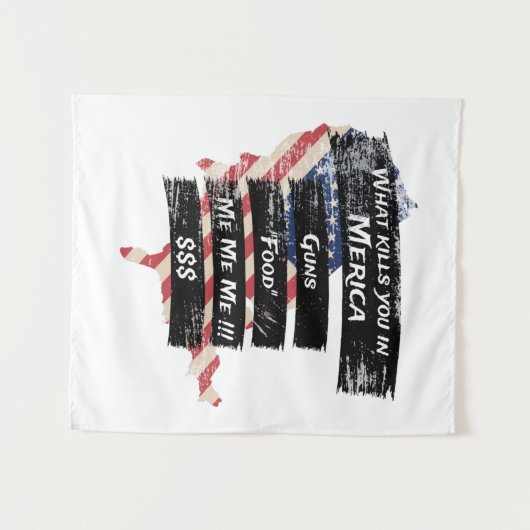 Merica Spaß America USA Funny Patriotism Wandteppich (Vorderseite (Horizontal))