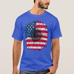 Merica Sunflower USA Flag 4th of July T-Shirt