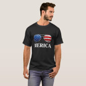 Merica Sunglasses Patriotischer Amerikanische Unab T-Shirt (Vorne ganz)