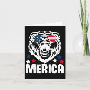 Merica Sungles 4. Juli American Flag Bear Desi Karte