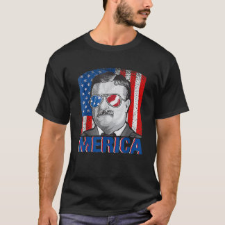 Merica Teddy Roosevelt 4. Juli America Flag Patri T-Shirt