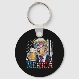 Merica Trump 4. Juli Lustig Trinken Bier Männer W Schlüsselanhänger