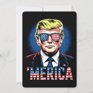 Merica Trump am 4. Juli US-Vintager Retro Einladung