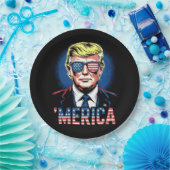 Merica Trump am 4. Juli US-Vintager Retro Pappteller (Party)