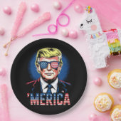 Merica Trump am 4. Juli US-Vintager Retro Pappteller (Party)
