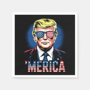 Merica Trump am 4. Juli US-Vintager Retro Serviette