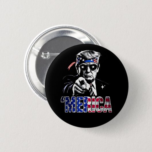 Merica Trump American Flag USA Button (Vorne & Hinten)