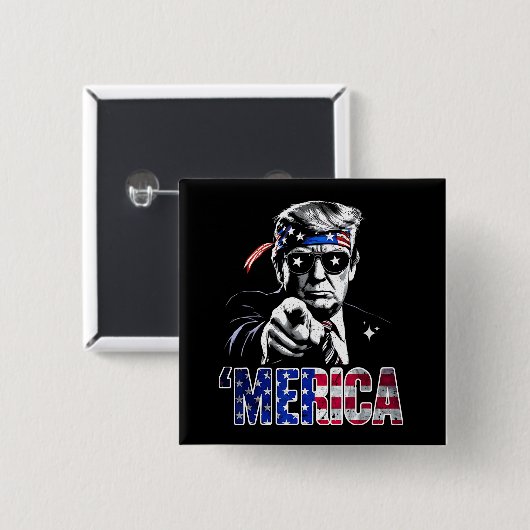 Merica Trump American Flag USA Button (Vorne & Hinten)