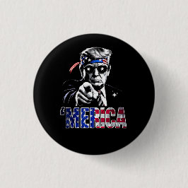 Merica Trump American Flag USA Button