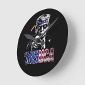 Merica Trump American Flag USA Runde Wanduhr (Winkel)