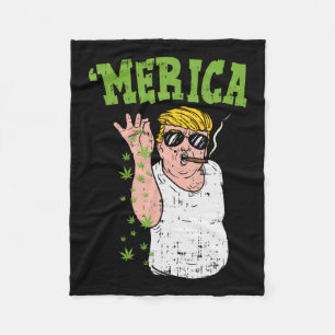 Merica Trump Bae Rauchen Weed Funny Stoner Geschen Fleecedecke