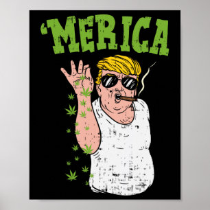 Merica Trump Bae Rauchen Weed Funny Stoner Geschen Poster