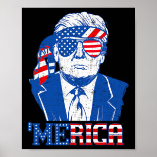 Merica Trump Frohes 4. Juli Trump Amerikanische Fl Poster