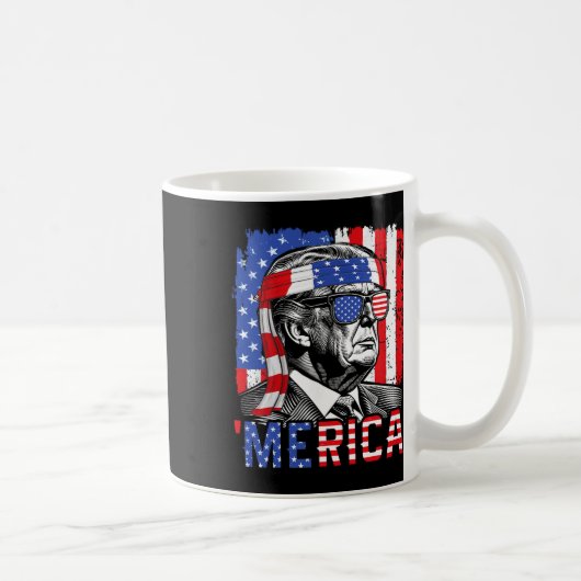 Merica Trump glücklich 4. Juli Funny American Flag Kaffeetasse (Rechts)