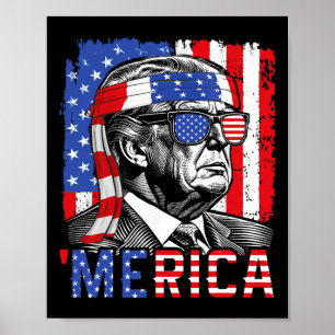 Merica Trump glücklich 4. Juli Funny American Flag Poster
