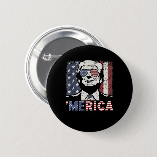Merica Trump glücklich über den 4. Juli Trump - Am Button (Vorne & Hinten)