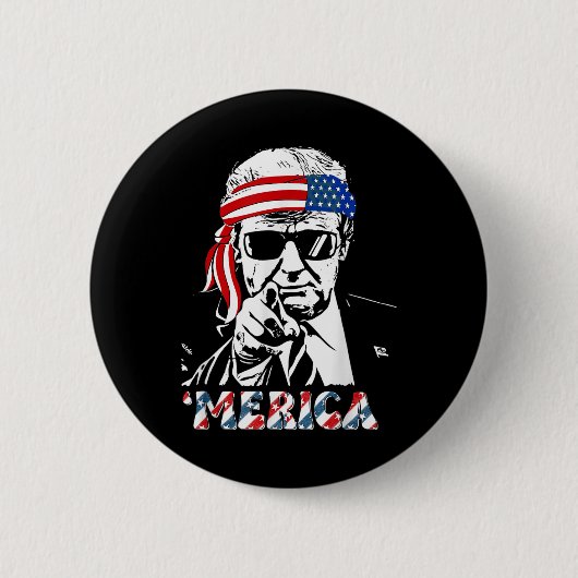 Merica Trump glücklich über den 4. Juli Trump - Am Button (Vorderseite)