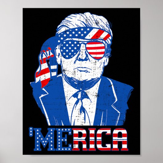 Merica Trump glücklich über den 4. Juli Trump - Am Poster (Vorne)
