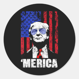 Merica Trump glücklich über den 4. Juli Trump - Am Runder Aufkleber