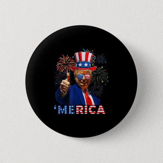 Merica Trump Sungles 4. Juli Funny Beer Drinki Button (Vorderseite)