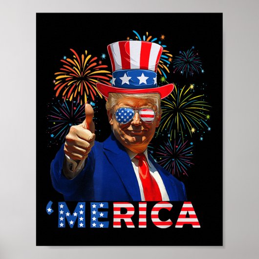 Merica Trump Sungles 4. Juli Funny Beer Drinki Poster (Vorne)