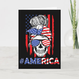 Merica Unordentliche Bum Skull 4. Juli Amerikanisc Karte