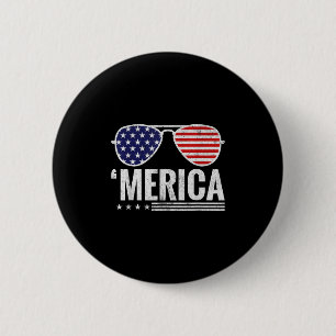 Merica US America Flag Sungles 4. Juli Patriot Button