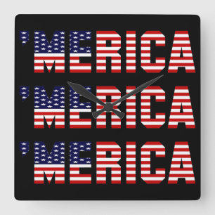 'MERICA US FLAGGE Quadrat-Wanduhr Quadratische Wanduhr