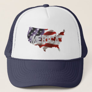 'MERICA US Flagge u. Land-Fernlastfahrer-Hut Truckerkappe
