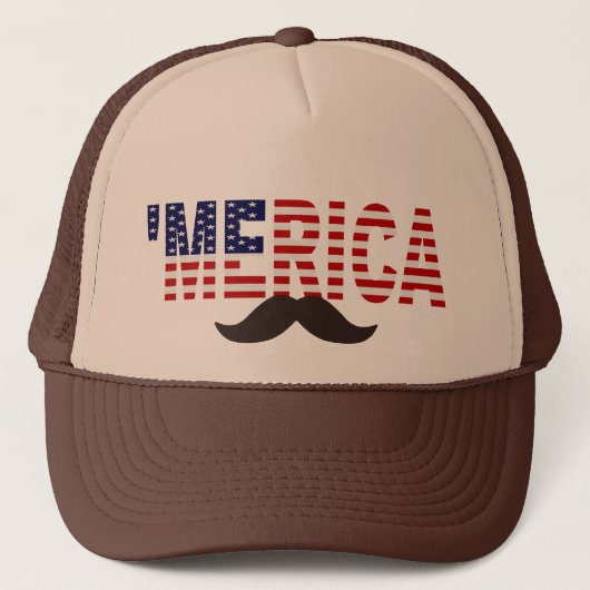 'MERICA US Flaggen-Brown-Schnurrbart-Hut Truckerkappe (Vorderseite)
