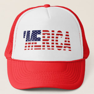 'MERICA US Flaggen-Fernlastfahrer-Hut (rot) Truckerkappe