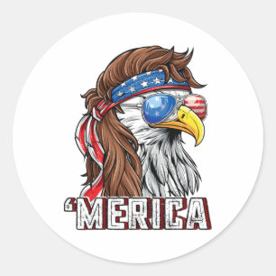 Merica USA American Flag Patriotic 4. Juli Byl Runder Aufkleber