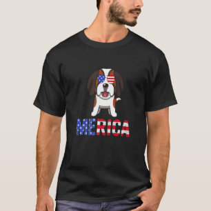 Merica Usa Flag Bernard Dog Sonnenbrille Patriotic T-Shirt