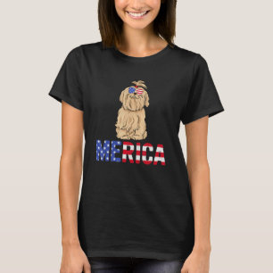 Merica Usa Flag Maltese Hunde Sonnenbrille Patriot T-Shirt