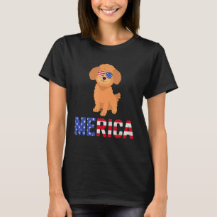 Merica Usa Flag Poodle Dog Sonnenbrille Patriotic  T-Shirt