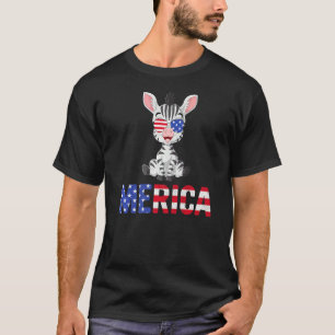 Merica Usa Flag Zebra Sonnenbrille Patriotic 4. T-Shirt