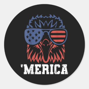 Merica USA-Flagge Kampfjets Ld Eagle Patriot 4.  Runder Aufkleber